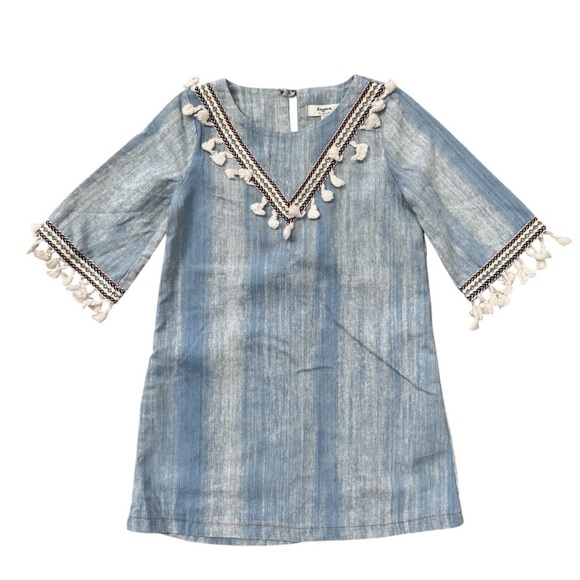 Hayden Girls NWOT Chambray boho fringe tassel dress 7/8y - Picture 1 of 5